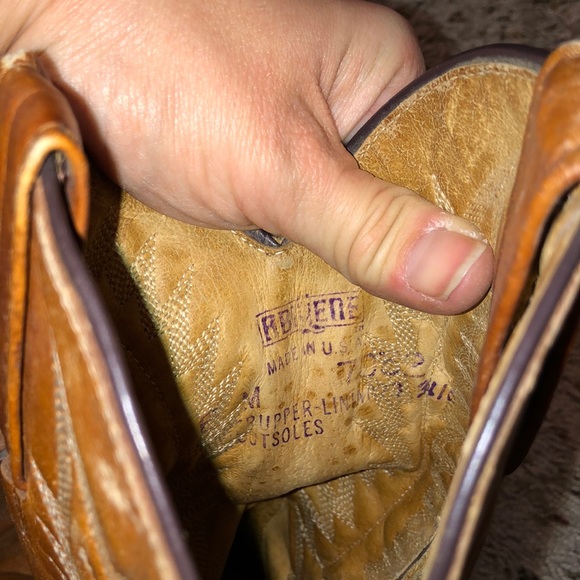 TAN ALL LEATHER COWGIRL BOOTS SZ 6M - Picture 4 of 7